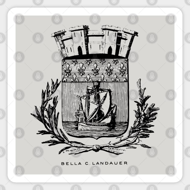 Nautical Paris Motto Etching - 19th Century Historical Design Sticker by TuncGK